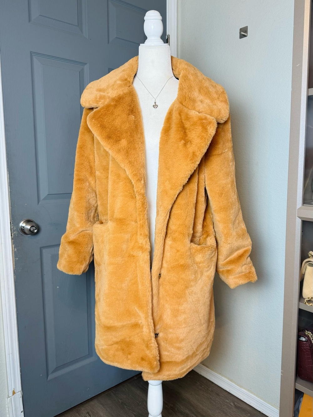 Faux Fur Tan Coat Medium